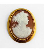 Oval Shell Cameo Pendant Brooch 14K Yellow Gold - $719.95