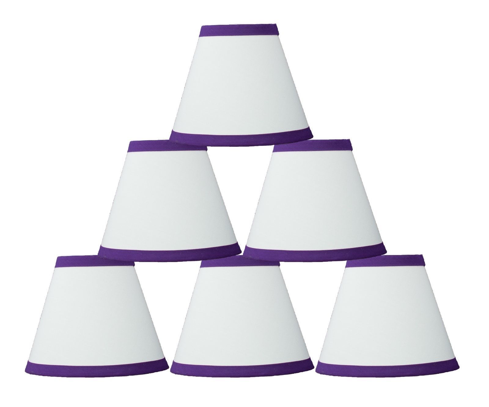 Urbanest Chandelier Mini Lamp Shades,5/",Bell Silk,White w// Double Trim,Set of 2