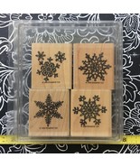 Stampin Up Crochet Snowflakes Set of 4 Wood Mount Rubber Stamps Retired 1998 - $7.80