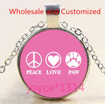 Peace Love Paw Cabochon Necklace ** # 10612 Combined Shipping Always - $3.75
