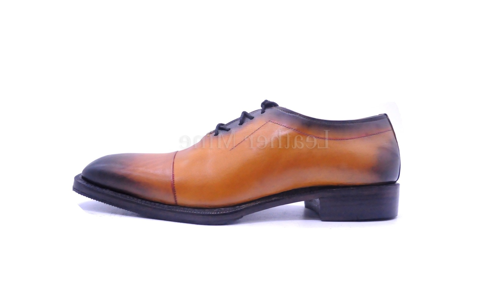 Tan Patina Oxfords Dress Shoes For Men, Genuine Leather Custom Shoes