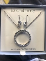 LIZ CLAIBORNE ANGEL Necklace Pierced earring  Australian crystal Stones - $23.76
