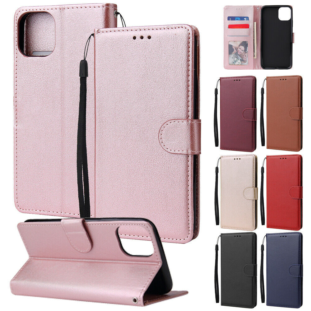 For iPhone 11 Pro Max/11 Leather Card Holder Wallet Flip Strap Case Stand Cover