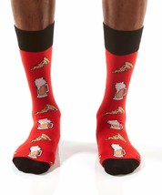 Yo Sox Men's Crew Socks Premium Blend Beer Pizza Night - Fits Size 7-12 - Cotton image 3
