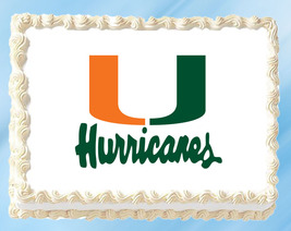 Miami Hurricanes Edible Image Topper Cupcake Cake Frosting 1/4 Sheet 8.5 x 11" - $11.75