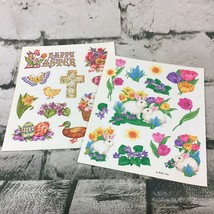Vintage American Greetings Stickers Easter Bunnies Flowers Lot Of 2 Sheets - $11.88
