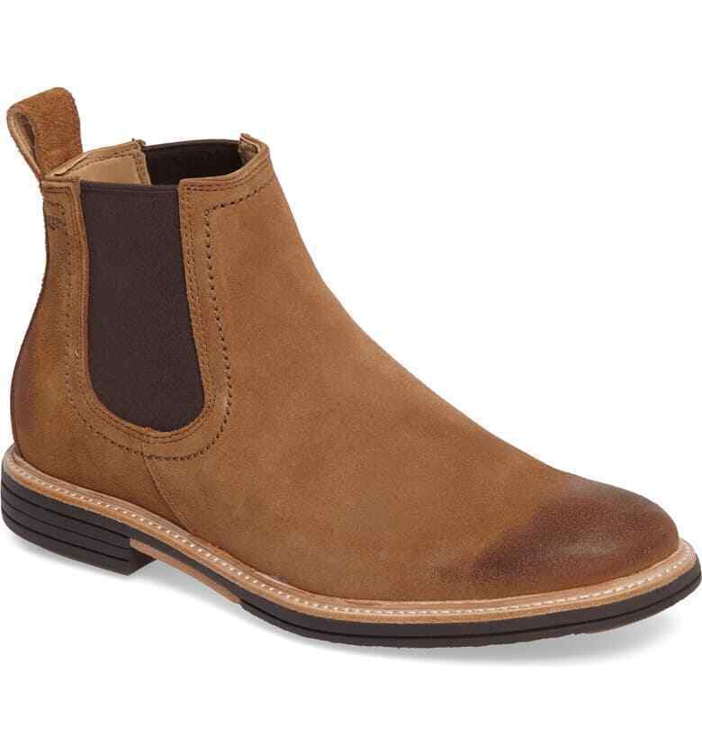 Suede Tan Color Burnished Toe Vintage Leather ChelseaJumper Men High Ankle Boots