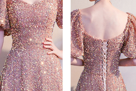 WINE RED Sequin Maxi Dresses Empire Half Sleeve Wedding Maxi Sequin Dresses  image 12