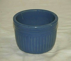 Stoneware Art Pottery Blue Ramekin Window Garden Pot Planter w Ribbed Si... - $26.72