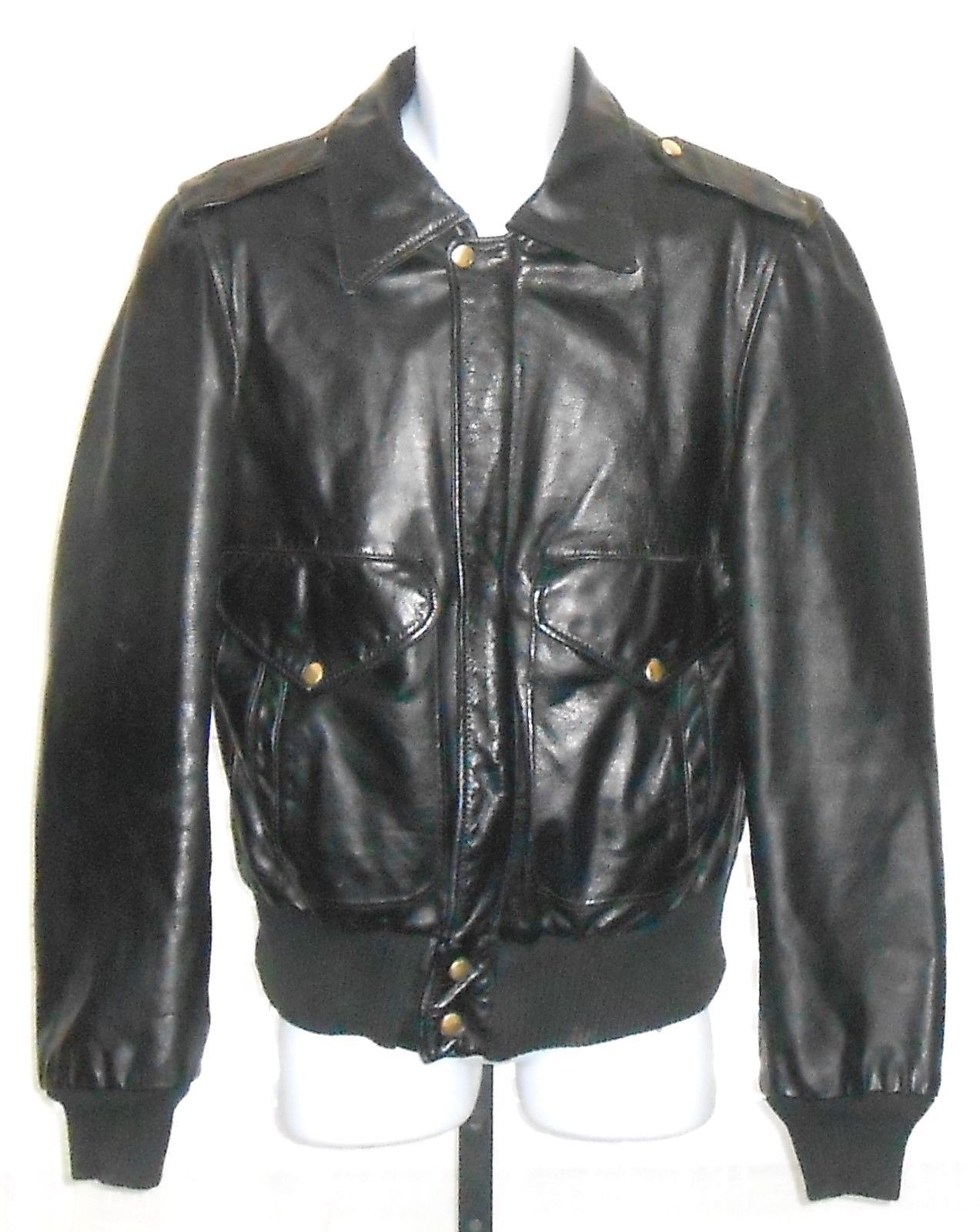 Branded Garments Vintage Black Leather Motorcycle Jacket Made in USA