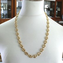 18K YELLOW GOLD MARINER CHAIN BIG OVALS 12 MM, 20 INCHES ANCHOR ROUNDED NECKLACE image 2