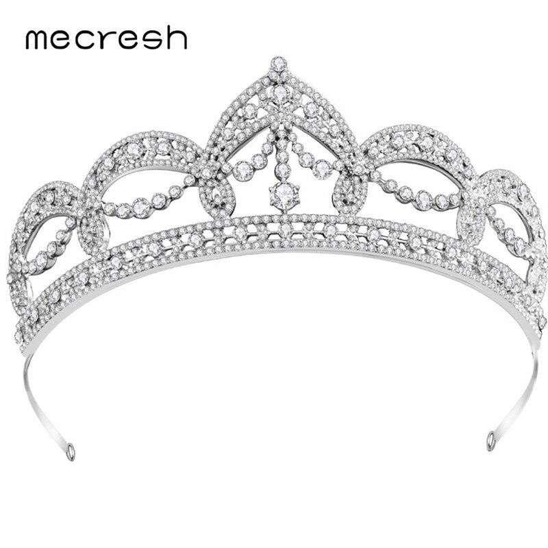 Mecresh Trendy Zircon Bridal Tiaras and Crowns for Women Rhinestone Wedding Hair