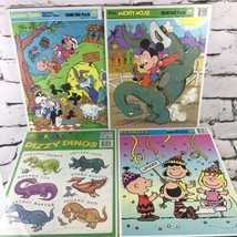 Vintage Golden Jigsaw Puzzles Lot Of 4 Peanuts Looney Tunes Mickey Mouse Dinos - $19.79