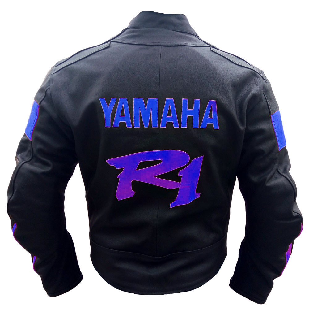 New Handmade Yamaha YZF-R1 Black Motorbike Leather Jacket Men - Outerwear