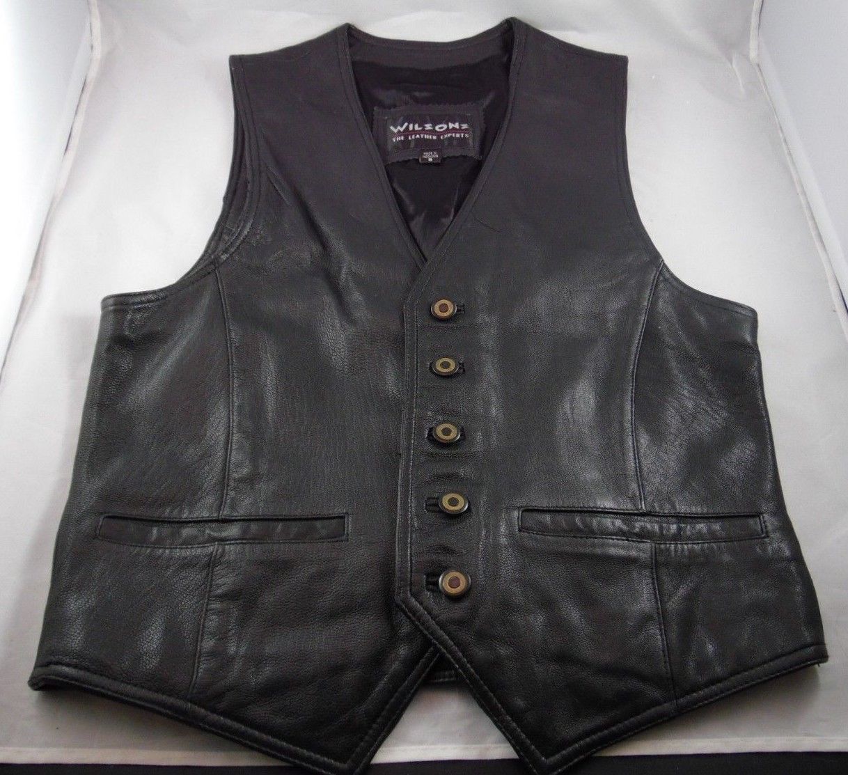 Wilson's black leather vest button down size S - Outerwear