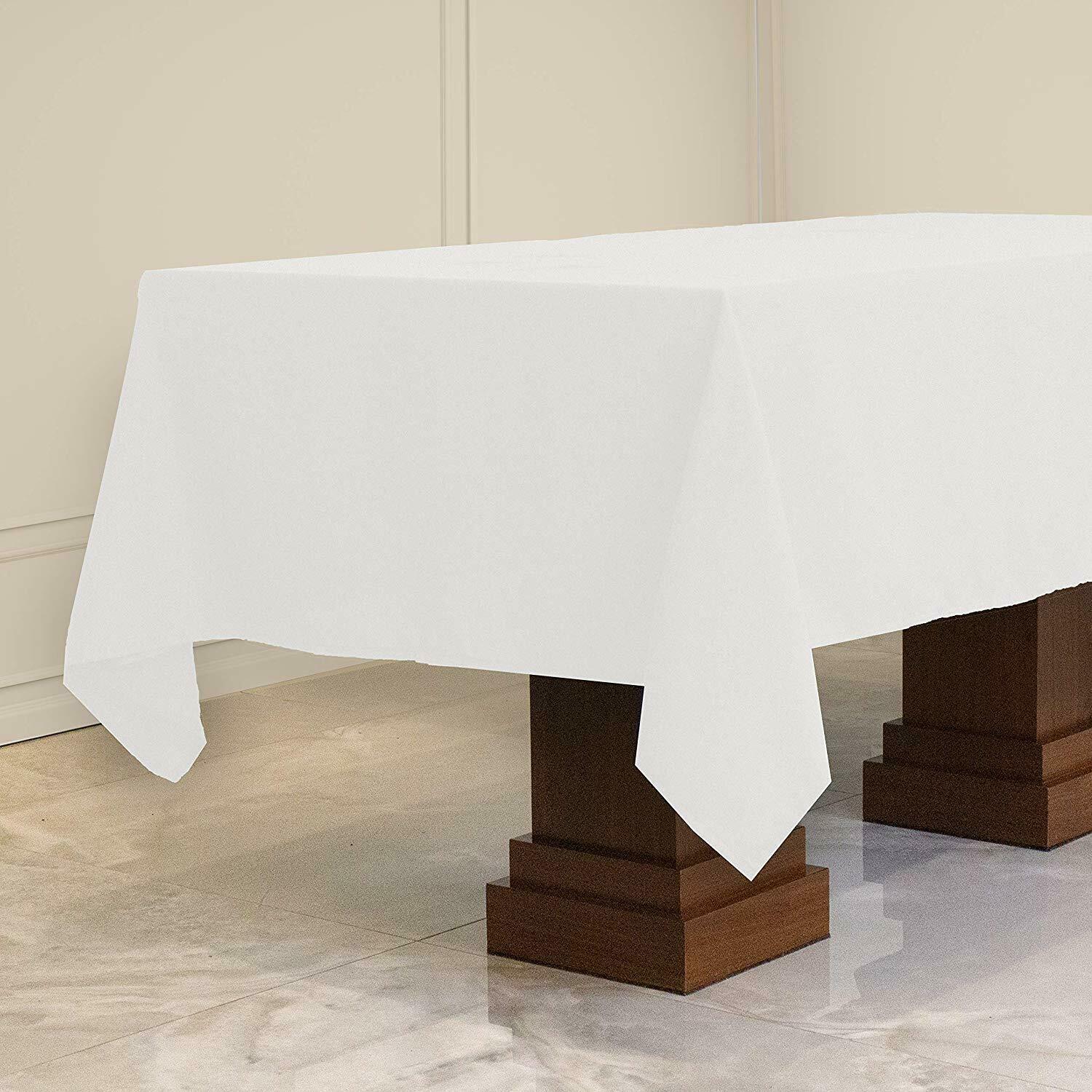 Nice Table Cloth Everyday Use NEAT! Solid White 60"x102" Dining Room