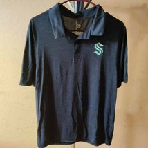 Seattle Kraken NHL Mens Polo Shirt Blue Space Dye Button Collar M New - $47.30