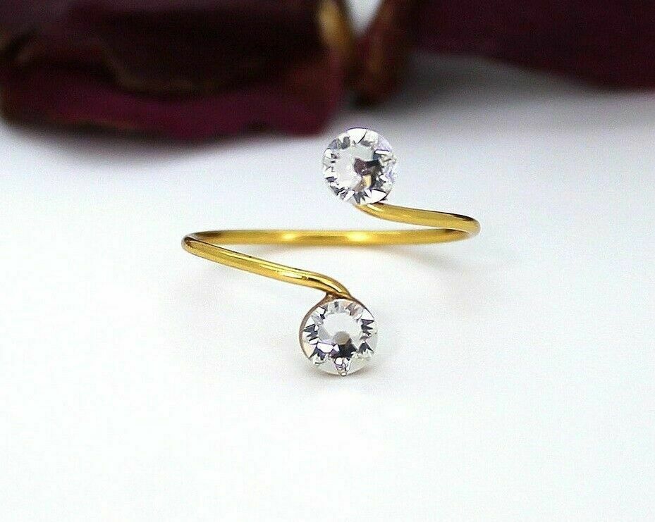 Round Shape Diamond Toe Rings Women"s Special Adjustable 14K Yellow