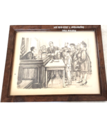 William Sharp Juveniles In Court In Front Of Judge Framed Lithograph Pen... - $46.75