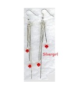 Ruby Crystal Long Chain Earrings - $12.99
