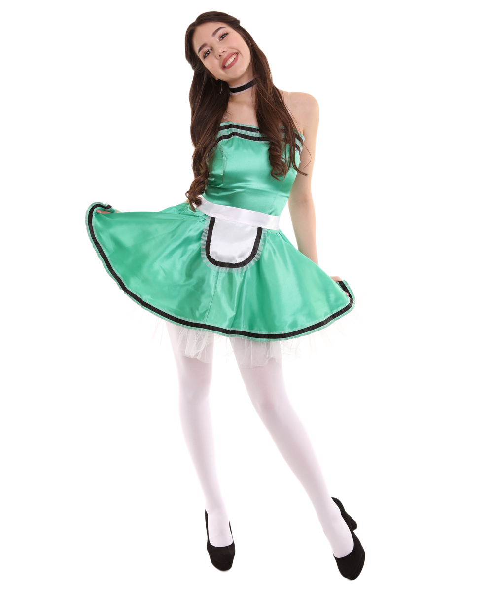 Adult Women's French Maid Uniform Costume | Green Cosplay Costume ...