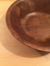 Vintage 70s Large Woven Wood Dark Wood Parquet Salad Bowl- 9"