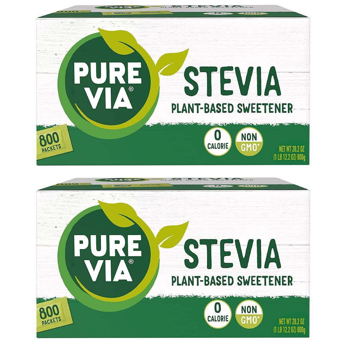 Pure Via Stevia Plant Based Sweetener Sugar Substitute (1600 packets
