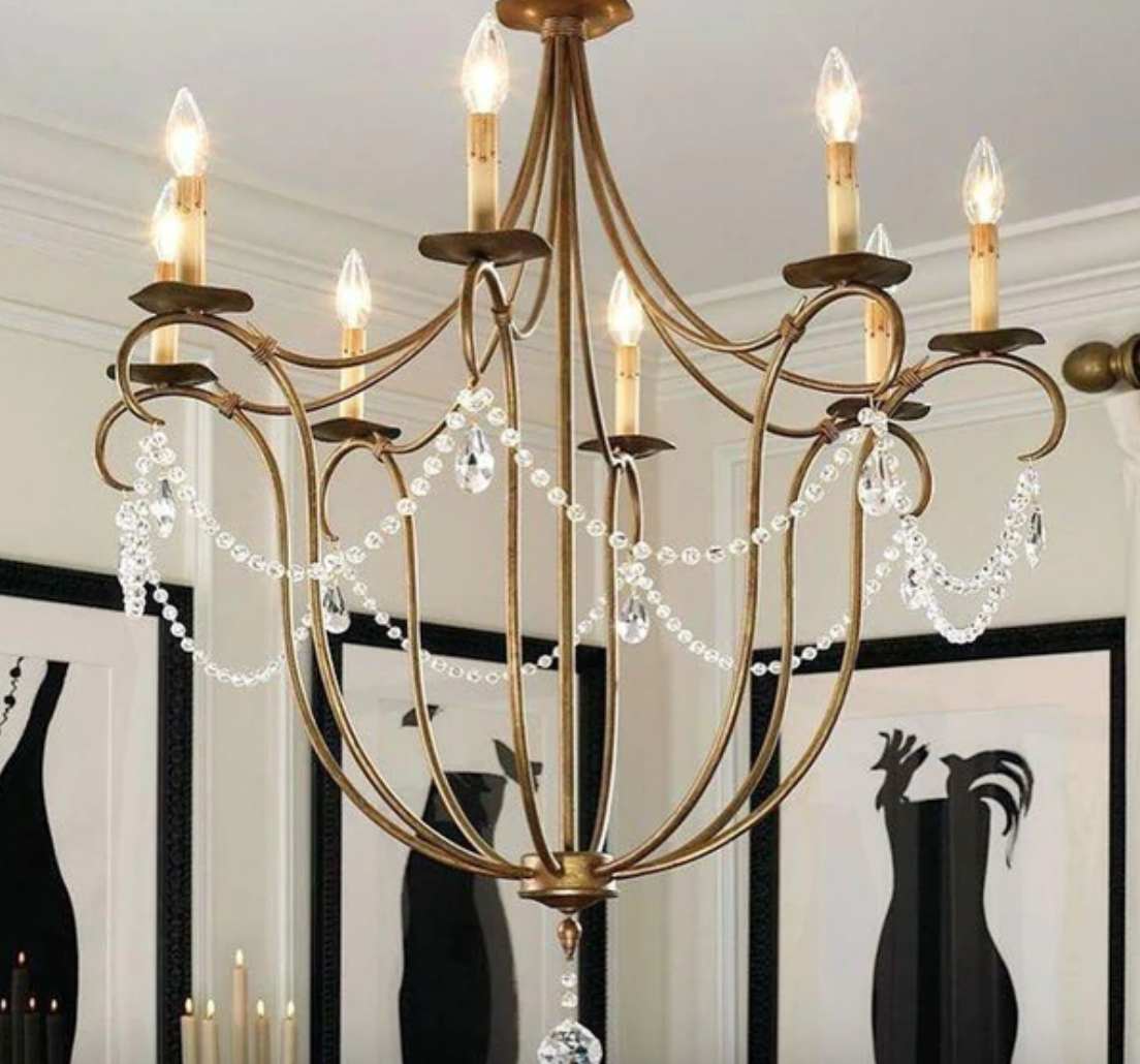 NEW CABERNET CHANDELIER French Gold & Crystal Transitional Modern ...