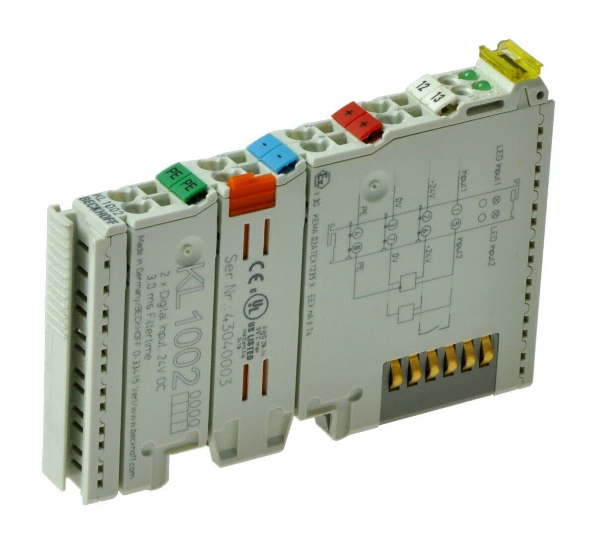 Binary input card KL1002 BECKHOFF 2xDi 24VDC /S 7838 - PLC Input ...