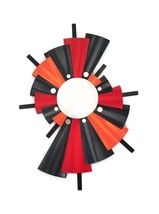 Abstract fan art, Red Orange Gray Mirror wall art with Metal, 32x22 -Art69 - $158.39