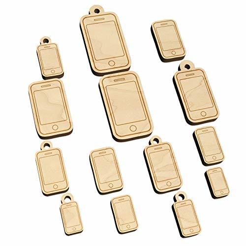 Mobile Tablet Phone Outline Mini Wood Shape Charms Jewelry DIY Craft - 20mm (15p