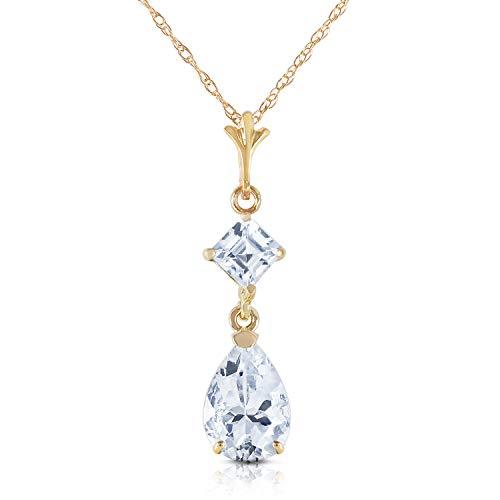 Galaxy Gold GG 14k 20 Yellow Gold Necklace with Pear-shaped Natural Aquamarines