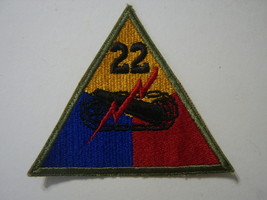 22nd ARMORED DIVISION PATCH SSI U.S. ARMY - FULL COLOR:NEW OLD STOCK - $9.85