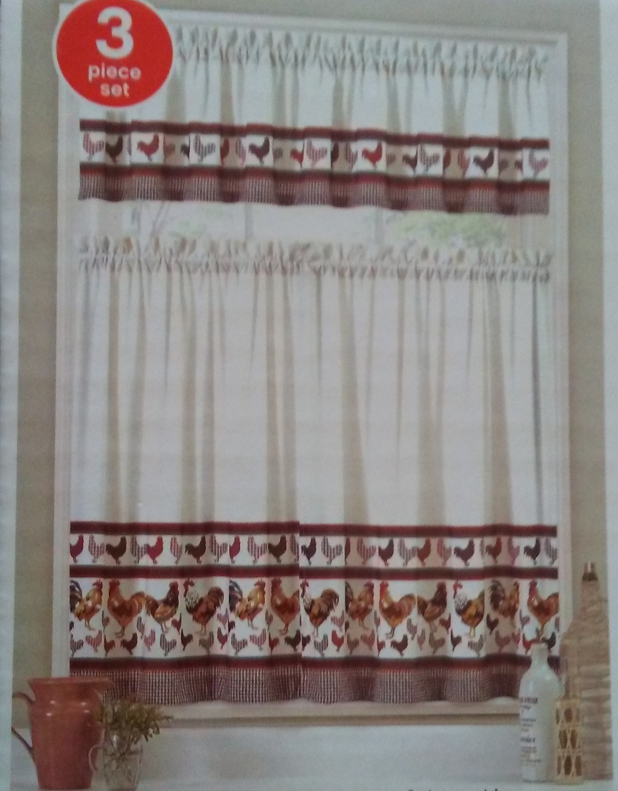 Rooster Curtain Set Two Tier And Valance And 50 Similar Items