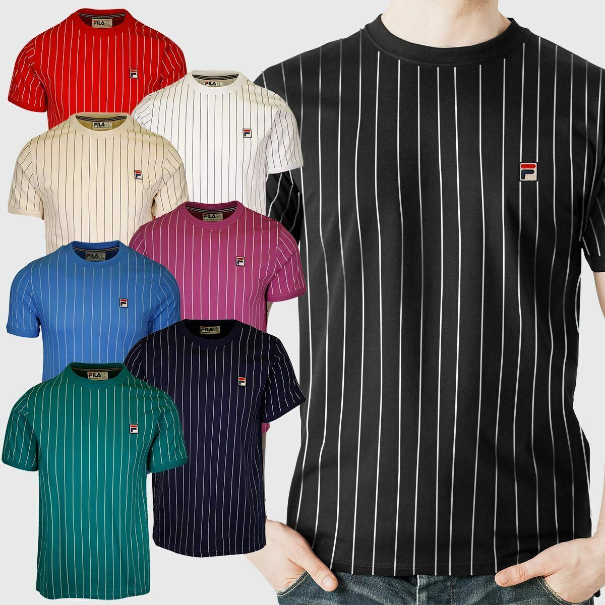 FILA Men's Striped F-Box S/S T-Shirt Size XS-S