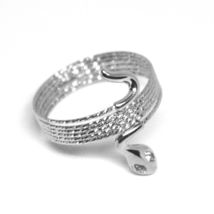 18K WHITE GOLD MAGICWIRE MULTI WIRES RING, ELASTIC WORKED SNAKE, WHITE TOPAZ image 3