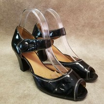 Clarks Artisan Womens 85325 Size 9 Black Leather Peep Toe Ankle Strap 2.5" Heels - $24.99