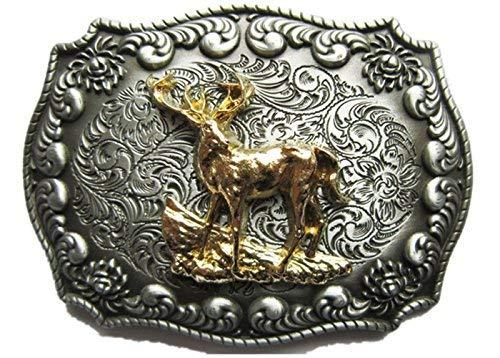 Original Western Cowboy Rodeo Deer Double Color Belt Buckle also Stock in US