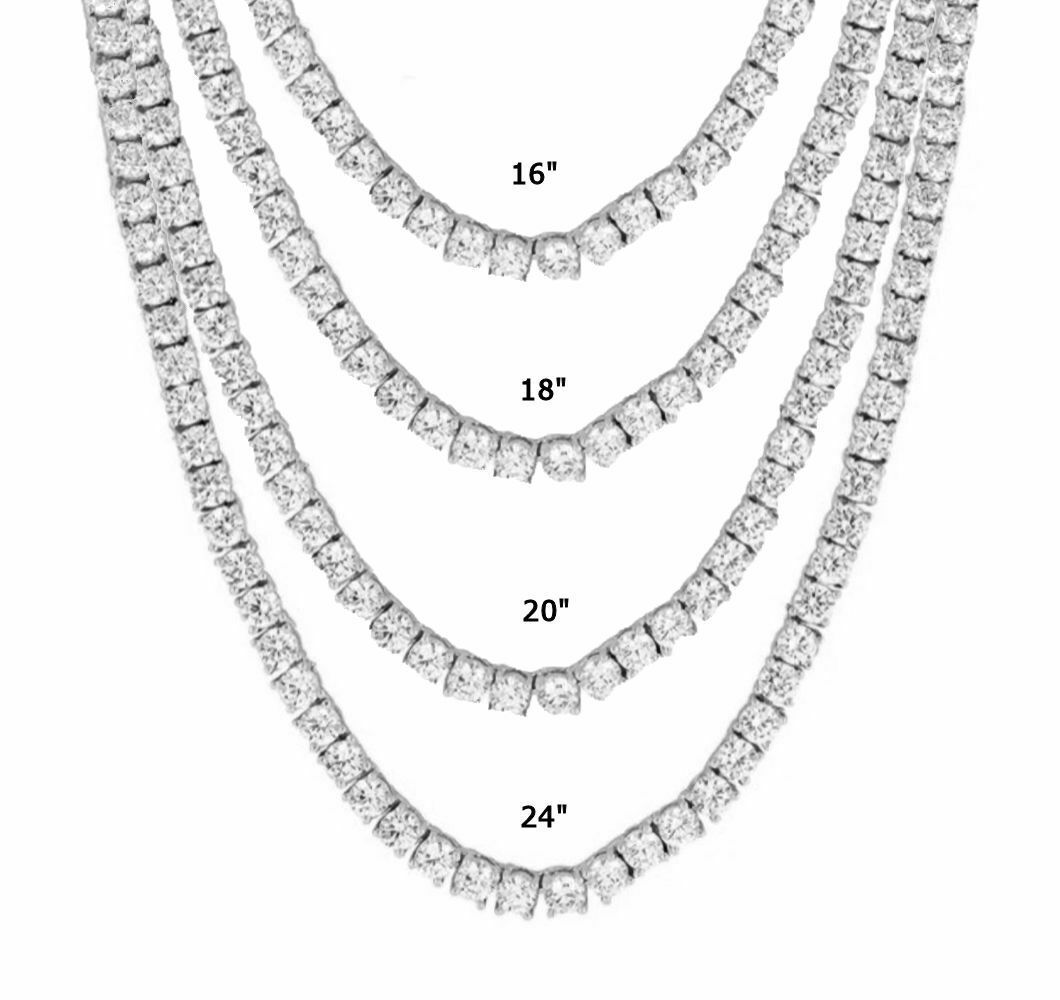 14K White Gold Plated 5mm CZ Tennis Necklace Bling Iced Chain 16 - 24