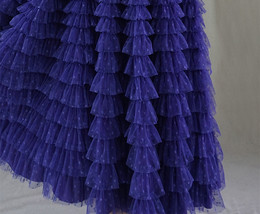 Purple Tiered Tulle Skirt Polka Dot Layered Long Tulle Skirt US0-US24 image 4