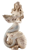 Mermaid Tealight Candle Holder 11.5" h Nautical Weathered Look Polyresin Ocean