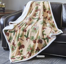 FOREST PINES Soft Warm Sherpa Throw Blanket 50 x 60 inch