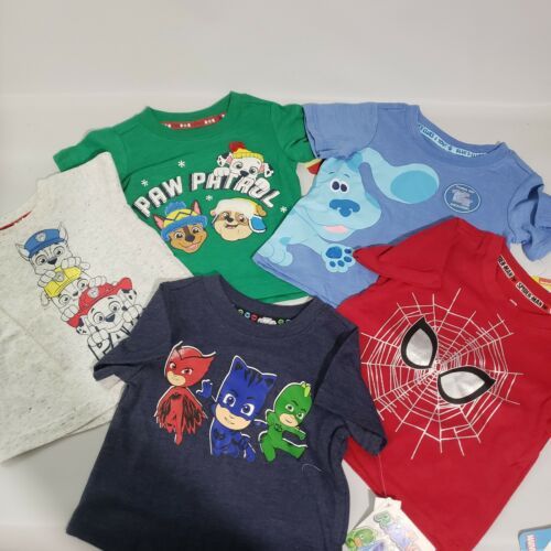Toddler Boy T-shirts Lot of 5 Paw Patrol PJ Mask Spiderman Blues Clue 12Mo New - $20.00