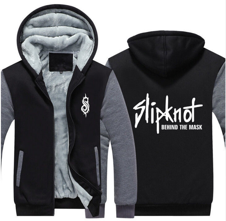 Slipknot Behind the Mask Hoodie Zip up Jacket Coat Winter Warm Black
