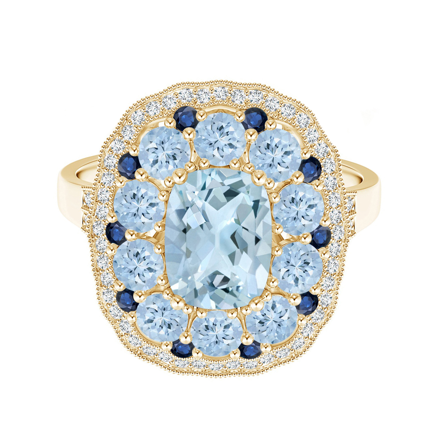 Vintage Style Ring!! Oval Cut Blue Aquamarine Gemstone Solitaire Ring 9k Yellow