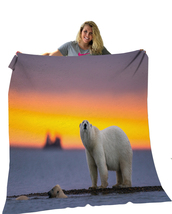 Polar White Bear Fleece Blanket/ Ultra soft/ Lover Gift /Comfort Blanket - $34.99+