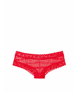 NEW VICTORIA&#39;S SECRET PINK FAIR ISLE LACE CHEEKSTER PANTY SEXY RED PEPPE... - $12.86