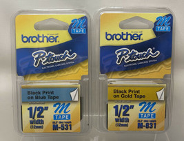 Lot Brother M Tape P-Touch 1/2" 12mm M-531 Blue /Black On Gold M-313 Black Clear - $15.99