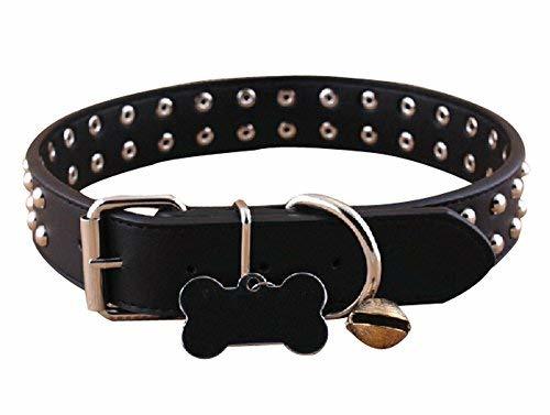 PANDA SUPERSTORE Double Row Bright Beads Micro Fiber Dog Collar Pet Collar Black