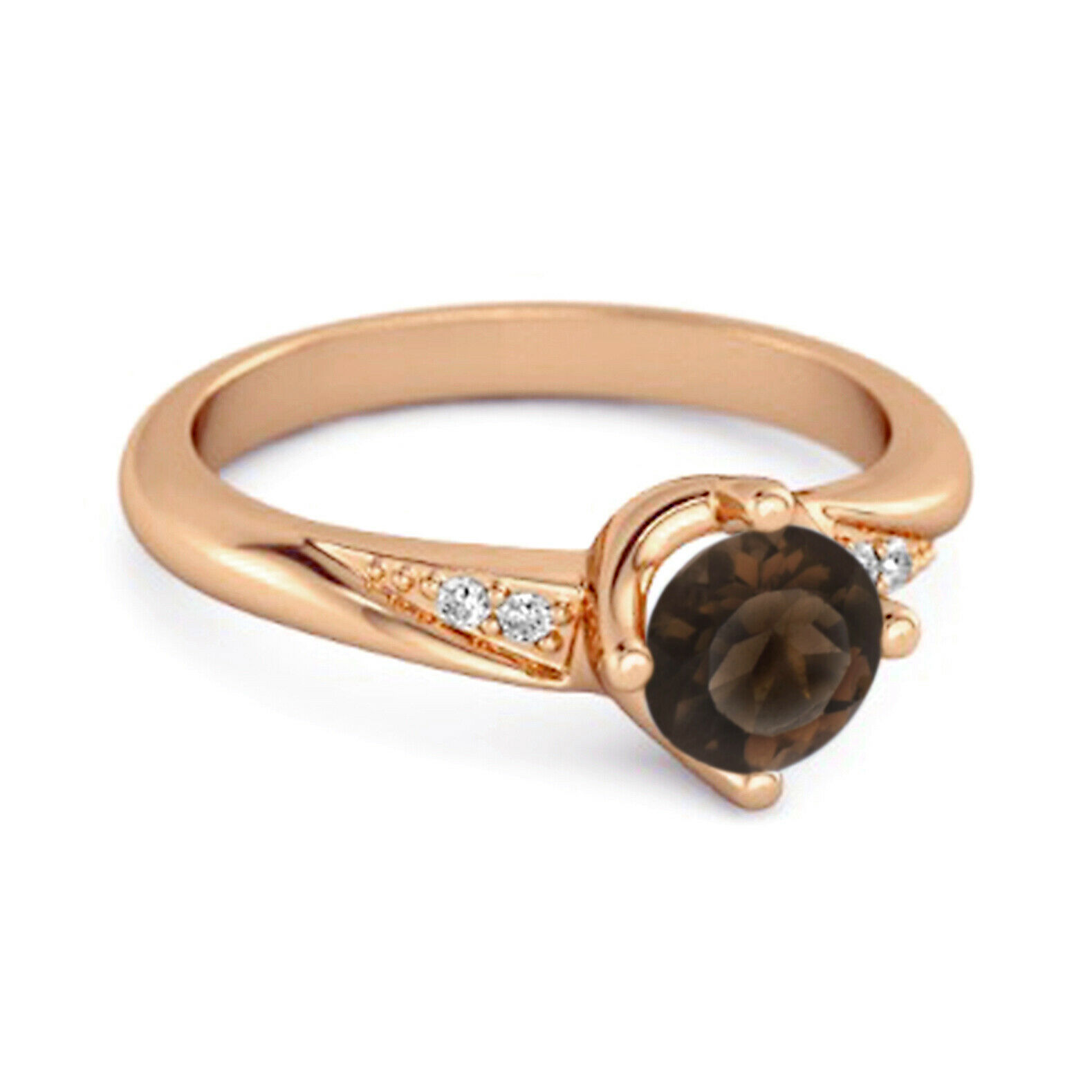 Solitaire 0.25 Ctw Smoky Quartz Gemstone Accents 9K Rose Gold Ring